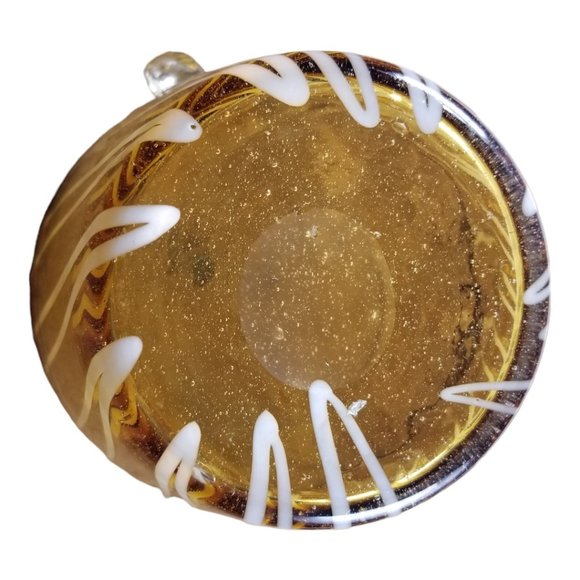 Murano Ice Bin Venini for Disaronno, Handblown Italian Art Glass, Amber & White - Picture 6 of 9